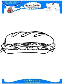 Çocuklar İçin Sandwich Boyama Sayfaları 